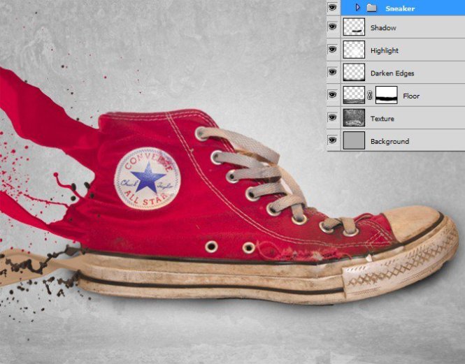 如何在Photoshop中创建一个真棒泼溅运动鞋插图16