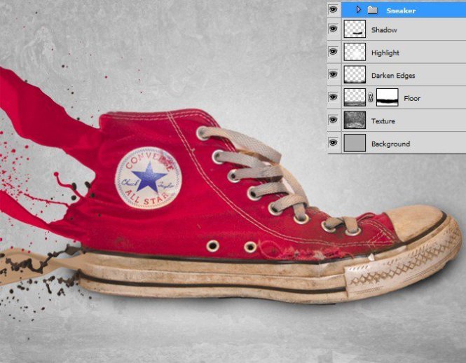 如何在Photoshop中创建一个真棒泼溅运动鞋插图18