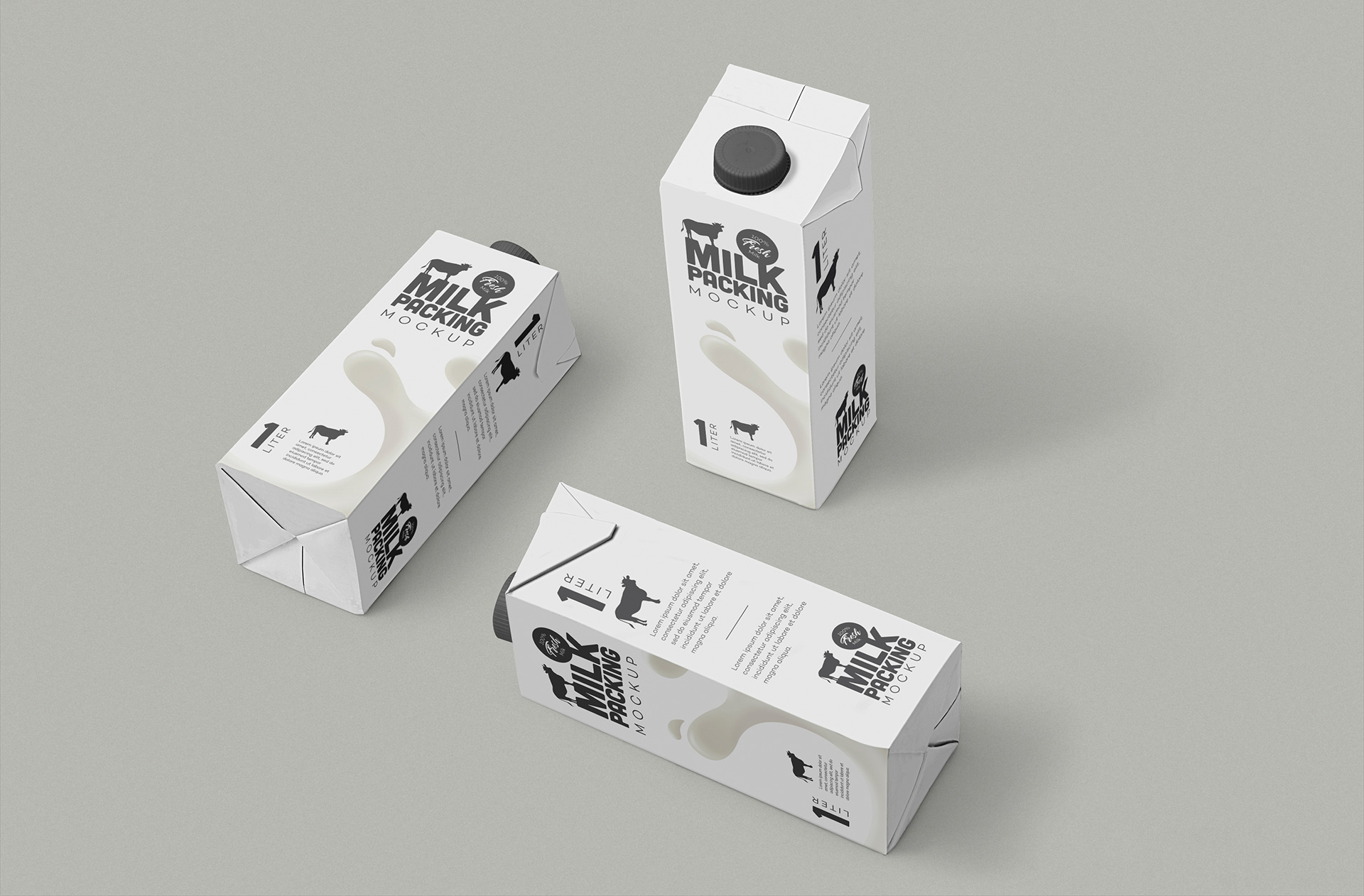 罐装牛奶盒包装设计样机模板 Milk Carton Mockup插图